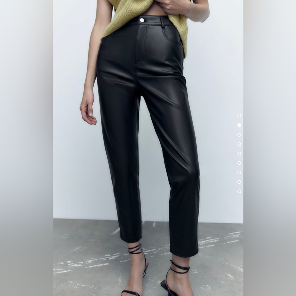 Zara Faux leather high rise mom fit pants